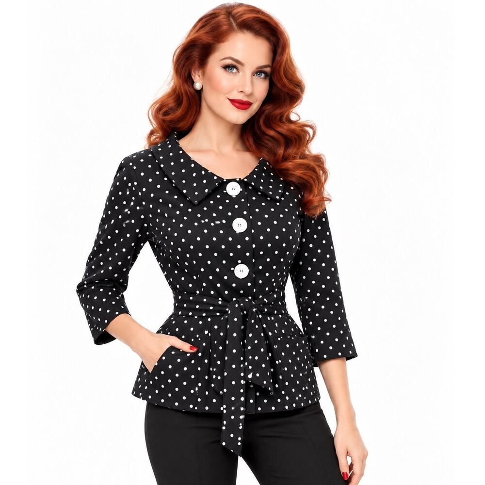 Rickie Freeman Teri Jon Polka Dot Blazer Jacket